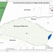 Fig 1. Zimbabwe map showing location of Maitengwe Dam, Maitengwe Wildlife Area, and Adjacent Wards